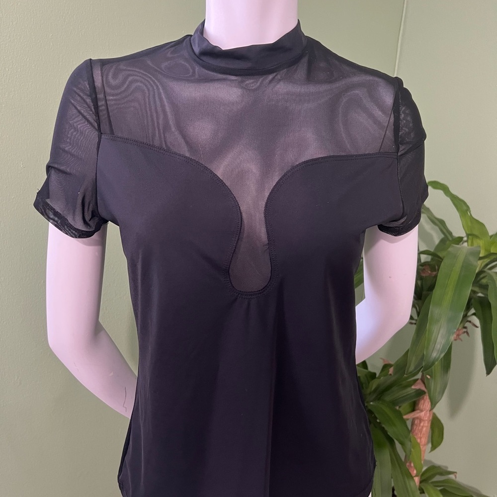 SHEIN Black Fitted Cut Out Blouse with Mandarin Collar